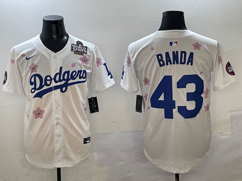 Men Los Angeles Dodgers #43 Banda White Sakura Edition 2025 Nike MLB Jersey style 6->los angeles dodgers->MLB Jersey